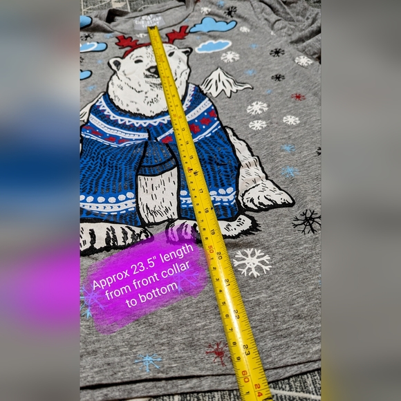 Ugly Christmas T shirt, ladies size LG, cute polar bear design, Good used con. - Picture 5 of 10
